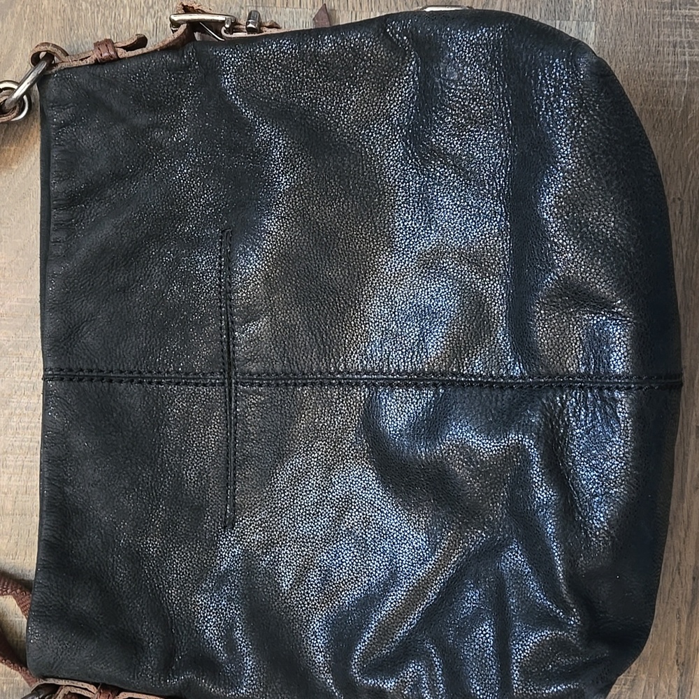 The SAK Sanibel Bag Black Leather With Brown Straps - Picture 5 of 11